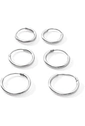 3 Pairs Sterling Silver Small Endless Hoop Earrings for Cartilage, Nose or Lips, 10mm 12mm 14mm