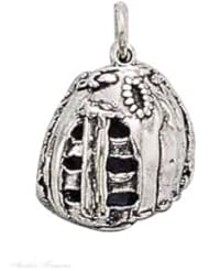 Sterling Silver 3D Heavy Baseball Glove Sports Charm