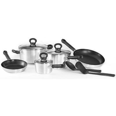 Mirro A887SA64 Satin and Glass Brushed Aluminum Oven Safe Exterior and Nonstick Interior 10-Piece Cookware Set - Silver product image