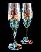 Flirty Fish Design - Hand Painted - Matching Set of Toasting Flutes - 6 oz.