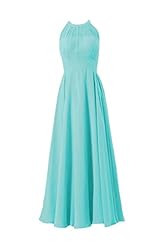 Chiffon Floor Length Halter Lace Evening Dress/Bridesmaid Dress 