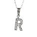 14K White Gold Diamond R Initial Pendant 18