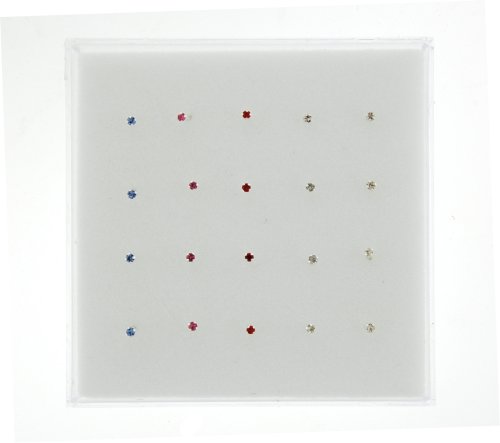 STERLING SILVER NOSE STUD WITH COLOR CZs (20 Pieces) 10mm Total Length