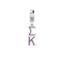 Sigma Kappa Lavaliere Drop Charm. Solid Sterling Silver with Enamel