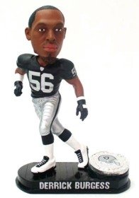 Oakland Raiders Derrick Burgess Forever Collectibles Black Base Edition Bobble Head