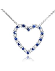 0.98ct Sapphire & Vs Diamond Heart Necklace 14k Gold