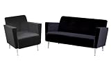 31SezkgsF9L. SL160  2pc Club Chair & Loveseat Sofa Set in Memphis Black Polyester Velvet