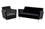 2pc Memphis Black Polyester Velvet Club Chair & Loveseat Sofa Set