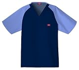 Dickies Scrubs Men's Raglan Sleeve Contrast Color Blocked Scrub Top (XS-5X)