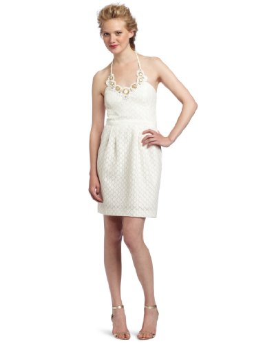 Trina Turk Women's Nadja Halter Dress, Ivory, 10,