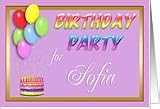 Sofia Birthday Party Invitation Card