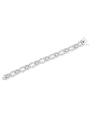 Platinum Plated C.Z. Diamond Pear-Shaped Link Bridal Bracelet
