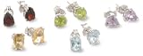Sterling Silver Peridot, Garnet, Amethyst, Blue Topaz and Citrine Individually Boxed Stud Earring Set
