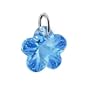Made with Swarovski Elements� Flower Shaped Multi faceted Aquamarine Crystal .925 Sterling Silver 0.5" Long Pendant Charm