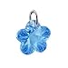 Aquamarine Swarovski Crystal Flower Pendant Sterling Silver Charm