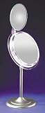 Zadro Multi Mag Surround Light Lighted Florescent Single Sided Pedestal Make-Up Mirror, Chrome Finish