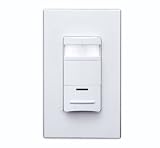 Leviton OSSNL-IDW Decora Passive Infrared Wall Switch Occupancy Sensor, LED Adjustable Night Light, 180 Degree, 2100 sq ft Coverage, White