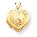 14k Satin Polished Diamond-cut Heart-Shaped Hearts Locket