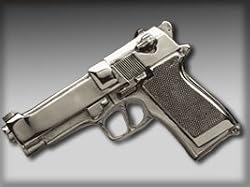 Silver Star "Chrome Gun" Chrome Metal Belt Buckle