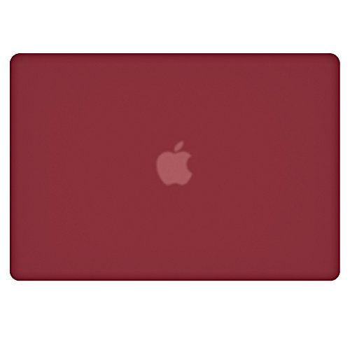 MacBook-Air-13, RiverPanda Lightweight Ultra Slim Rubber Coated Hard Case Cover With Keyboard Skin for MacBook Air 13-Inch (A1369/A1466) - Wine Red