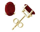 All-Natural Genuine 5x3 mm, Oval Ruby earrings set in 14k Yellow gold