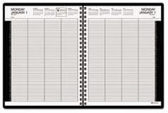 Eight-Person Group Practice Daily Appointment Book, 8 1/2 x 11, Black, 2016, Sold as 1 Set