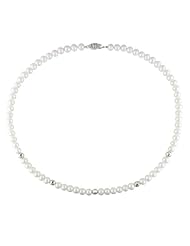 Sterling Silver Freshwater White Pearl Necklace with Fisheye Clasp (6-7mm), 18"