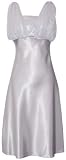 Satin Chiffon Prom Dress Gown Crystals Knee-Length, L, Silver