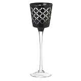 Midwest-CBK Black Etched Stemmed Glass Tealight Candle Holder 9.5