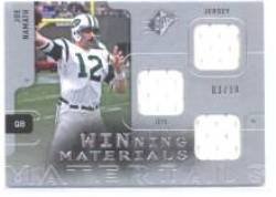 2009 SPx Winning Materials Platinum Triple Swatch #JN Joe Namath - New York Jets (Piece of Authentic Jersey - Serial #d to 10) (Football Cards)