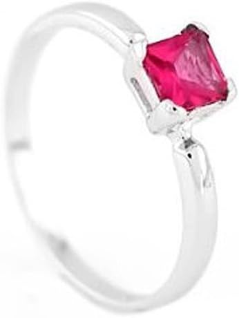 Sterling Silver Princess Cut July Ruby Birthstone Child Ring Size 4