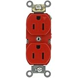 Leviton 5262-IGR 15-Amp, 125 Volt, Industrial Series Heavy Duty Specification Grade, Duplex Receptacle, Industrial Grade, Isolated Ground, Red