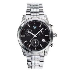 BMW Men's Sporty Chronograph with Black Dial and Stainless Steel Bracelet