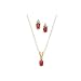 10K Yellow Gold 0.01 ct. Diamond and 3/4 ct. Oval Shaped Ruby Earrings and Necklace Jewelry Set