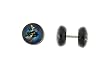 Genuine Ed Hardy Anodized Black Fake Plug - Wolf with Hat Logo -16g Wire - 10mm - Sold as a Pair