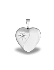 Sterling Silver Heart with Cubic Zirconia Locket 1/2 inch x 1/2 inch