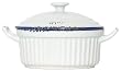 Stoneware Pottery Distressed Blue and White Oval Casserole 9"D, 5"H, 30oz Set of 2