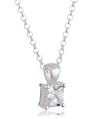VINANI brand Germany 925 Sterling Silver Women Pendant Square white Zirconia in shiny frame with Cable Link Chain Necklace AVW-T