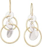 14k Two Tone Geometric Dangle Earrings