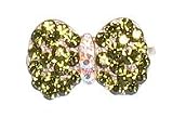 Green Austrian Crystal Rounded Bow Hair Clip Barrette
