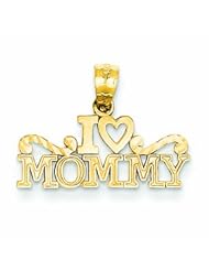 14K Gold Yellow Gold I Heart Mommy Pendant