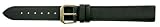 Apollo 18mm extra long black leather watch strap with a stitched edge and a nubuck lining