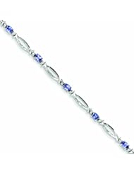 Genuine .925 Sterling Silver Tanzanite And Diamond Bracelet 3.4 Grams . 100% Satisfaction Guaranteed.
