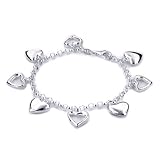 Sterling Silver Heart Link Bracelet 7.5