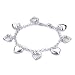 Sterling Silver Heart Link Bracelet 7.5