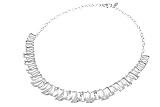 14K White Gold Matte and Polished-Finish Hand-Crafted Designer Necklace, Enhanced with Bezel Set Diamonds.