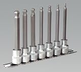Hex Ball-End Socket Bit Set 7pc Metric 3/8âSq Drive 100mm