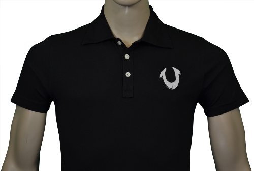 True Religion Brand Jeans Men's U Logo Polo Shirt-Black
