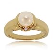 Pearl and Diamond Classic Ring in 14 Karat Yellow Gold