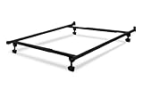 Adjustable Steel Queen, Full, Twin Bed Frame with Wide Wheels